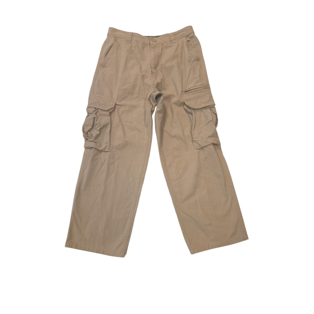 Faded Glory Mens Cargo Pants 32x30 Tan Khaki Utility Y2K Wide Leg